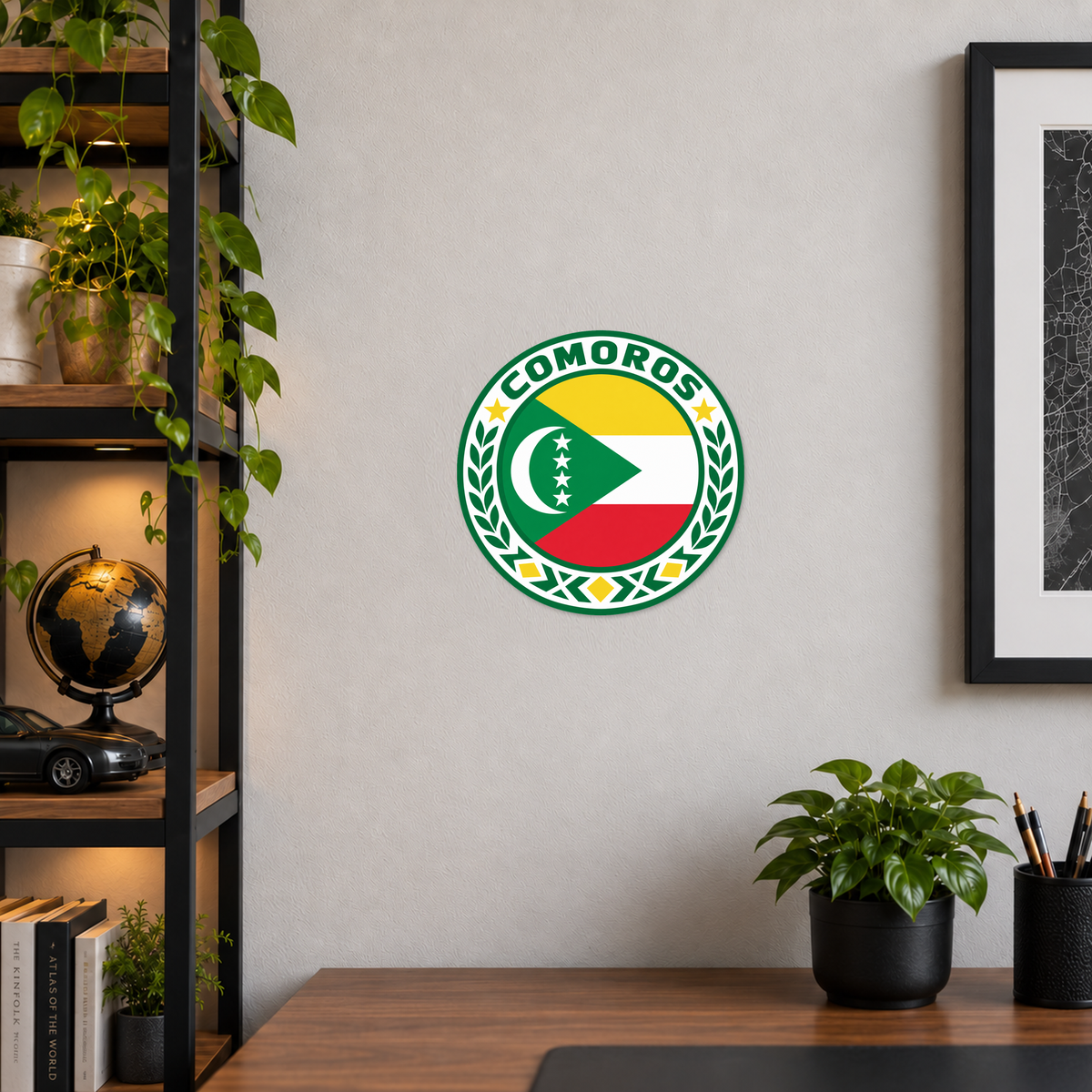 Comoros 3D-printed country seal — wall display at approximately 9.5 inches diameter