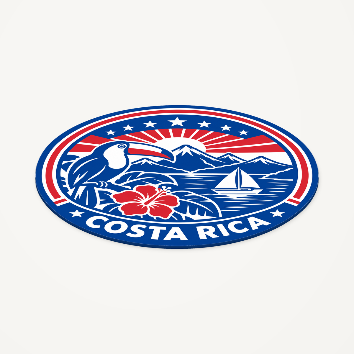 Costa Rica 3D-printed country seal — angled view showing thin profile