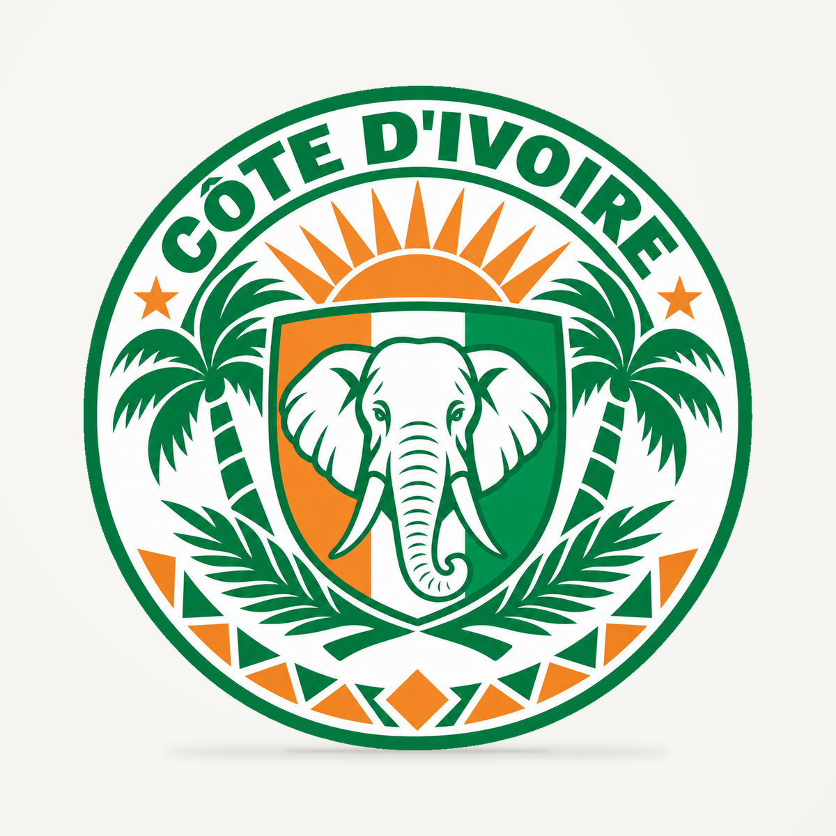 Côte d'Ivoire 3D-printed country seal — front view