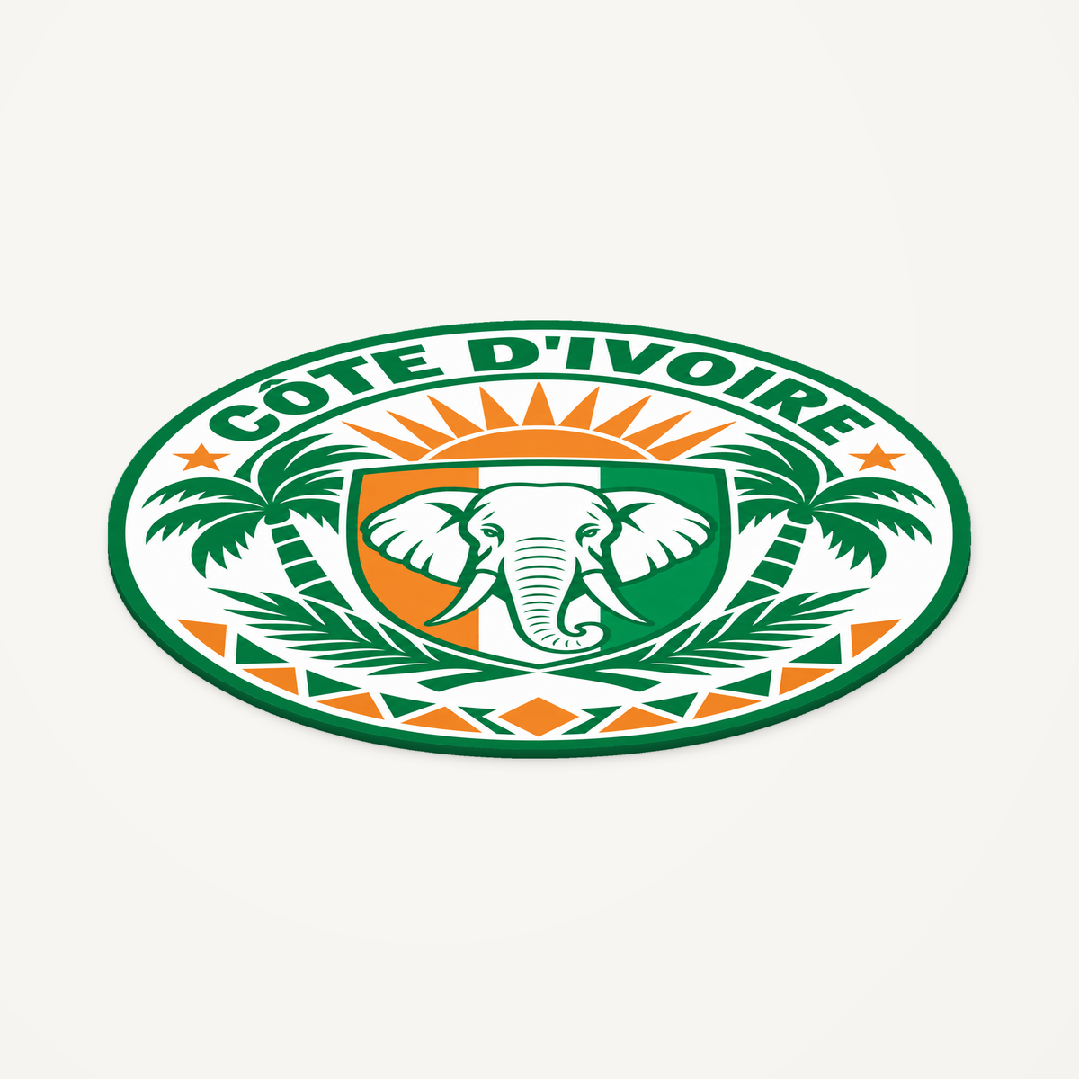 Côte d'Ivoire 3D-printed country seal — angled view showing thin profile