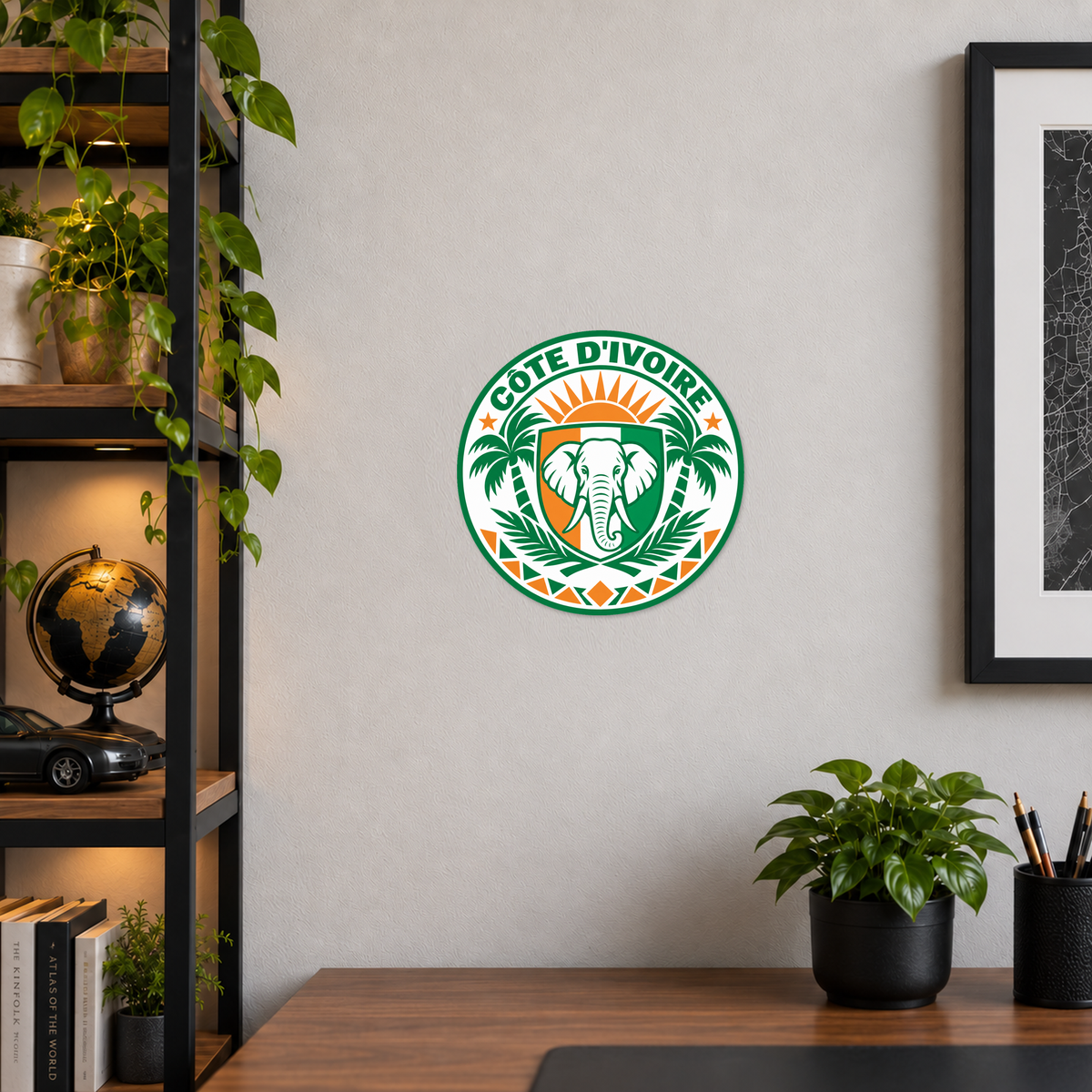Côte d'Ivoire 3D-printed country seal — wall display at approximately 9.5 inches diameter