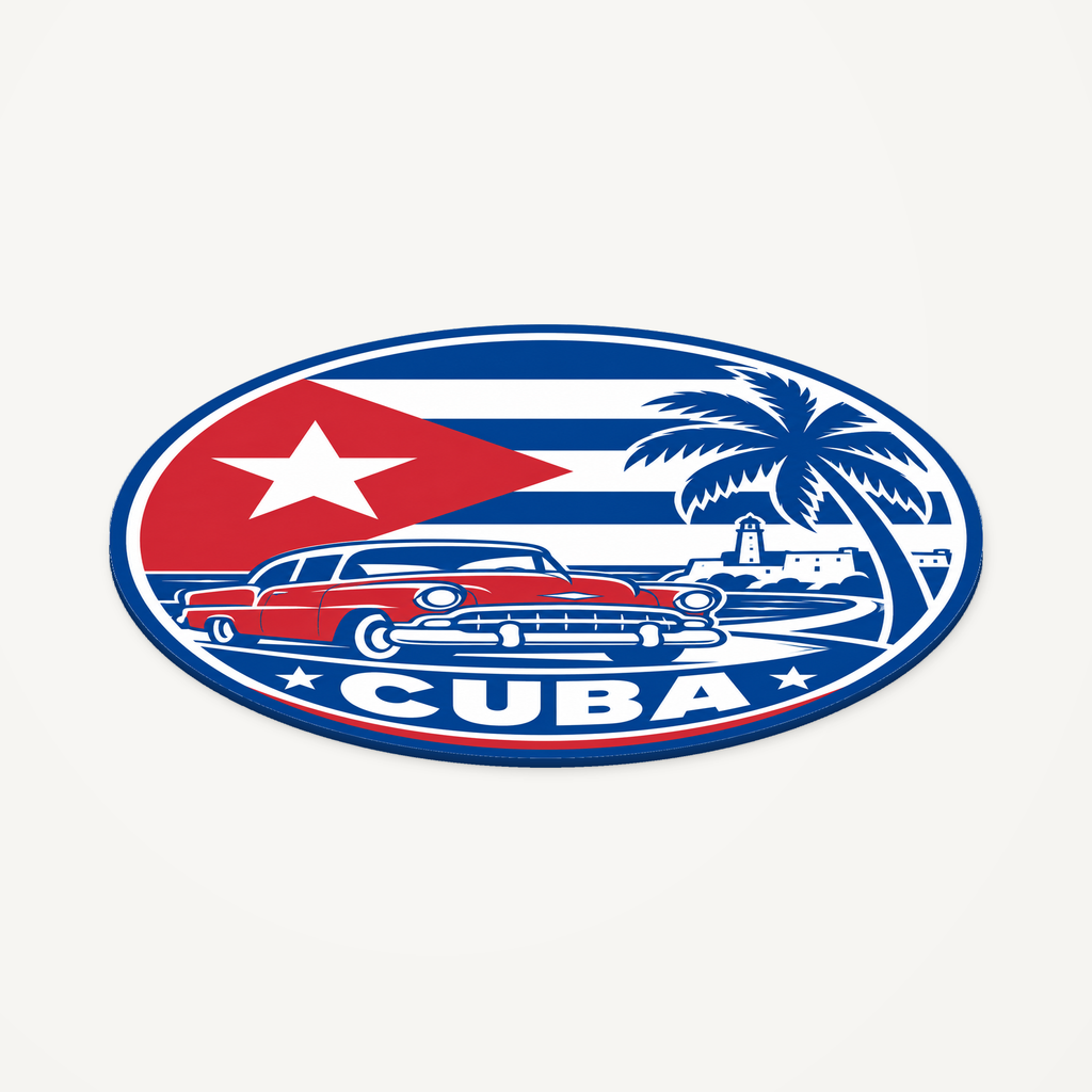 Cuba 3D-printed country seal — angled view showing thin profile
