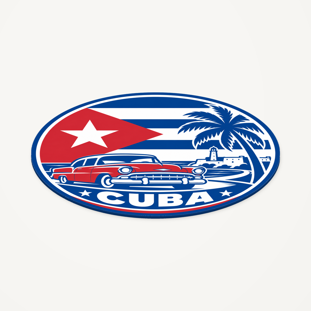Cuba 3D-printed country seal — angled view showing thin profile