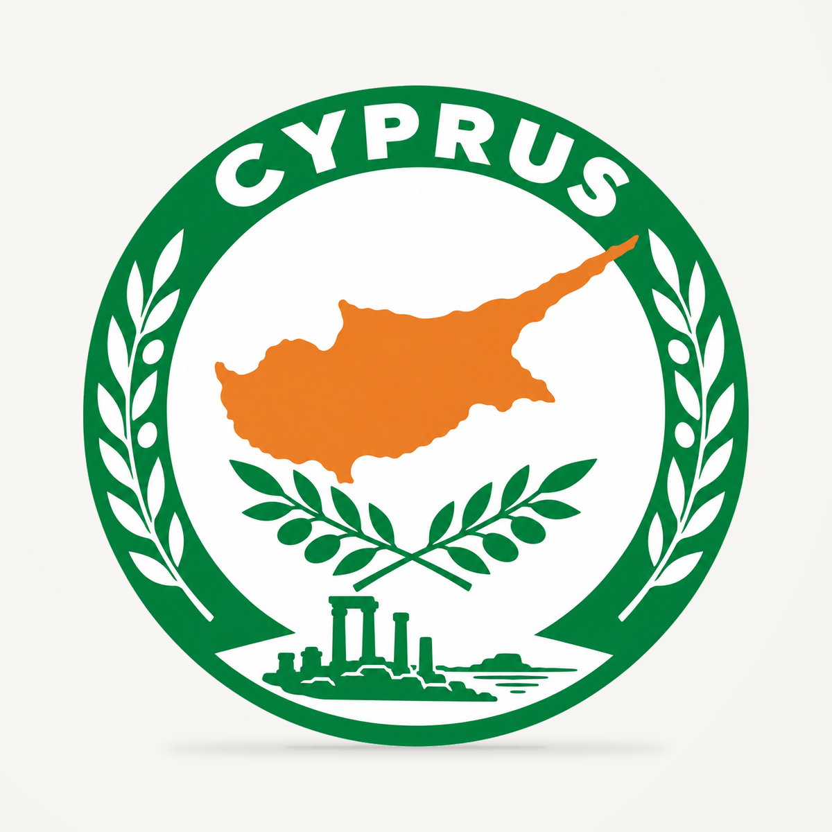 Front view of the Cyprus 3D-printed country seal