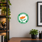 Cyprus 3D-printed country seal displayed on a home office wall at approximately 9.5 inches across