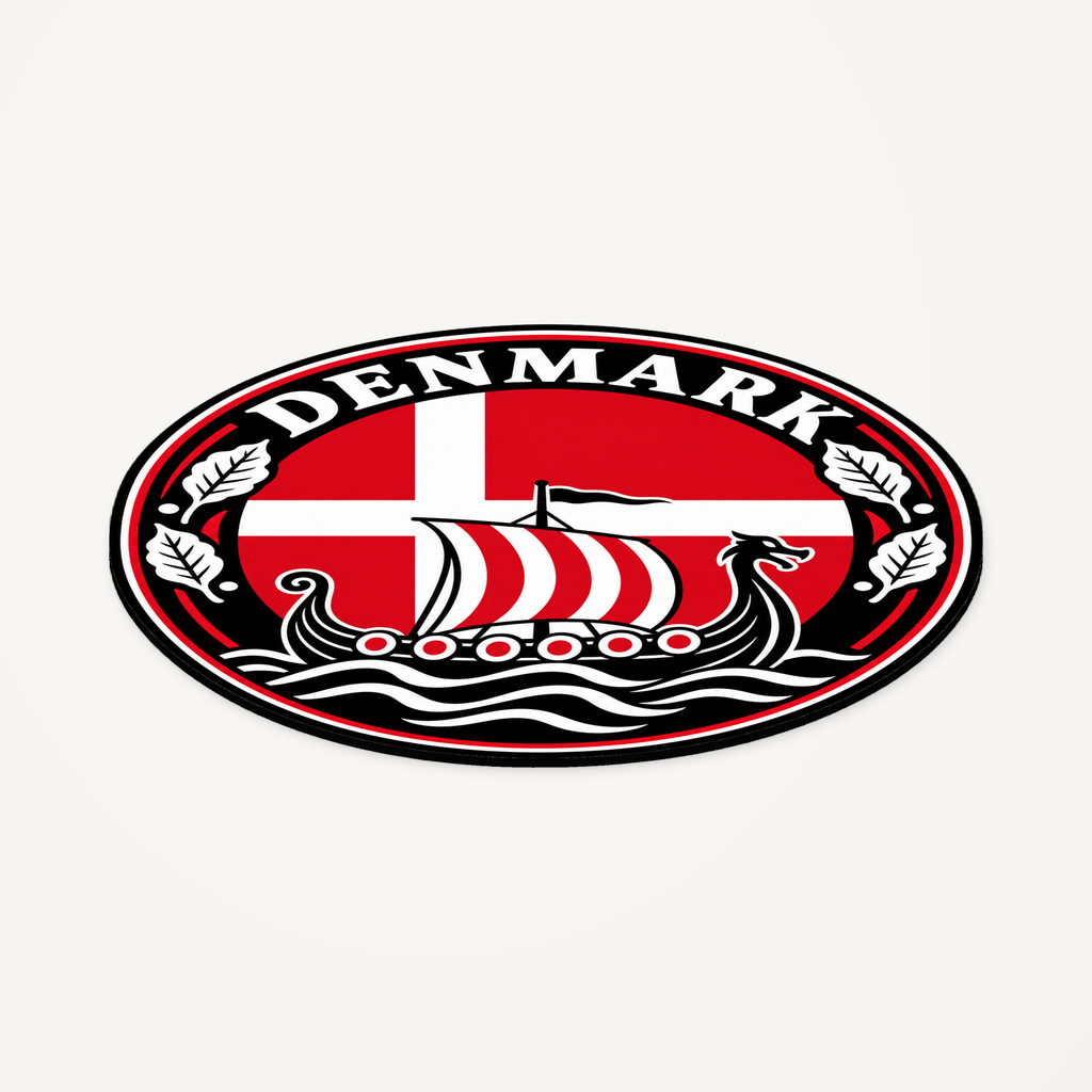 Denmark 3D-printed country seal — angled view showing thin profile