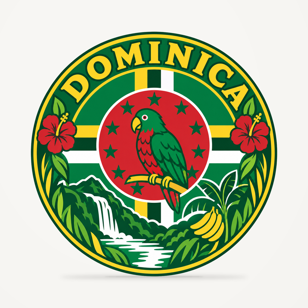 Dominica 3D-printed country seal — front view