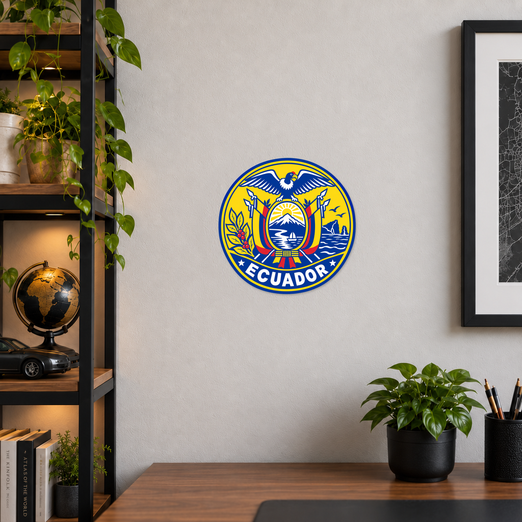 Ecuador 3D-printed country seal — wall display at approximately 9.5 inches diameter