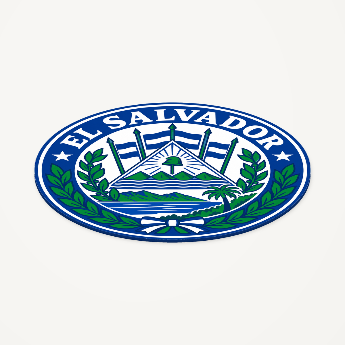 El Salvador 3D-printed country seal — angled view showing thin profile