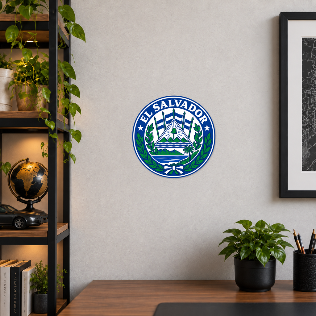 El Salvador 3D-printed country seal — wall display at approximately 9.5 inches diameter