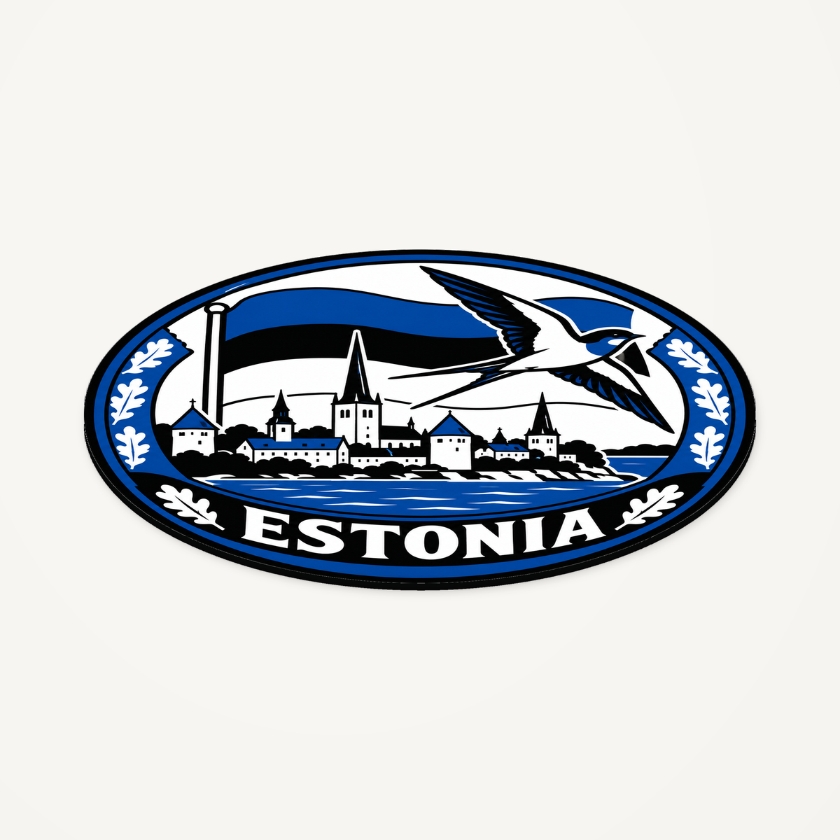Estonia 3D-printed country seal — angled view showing thin profile