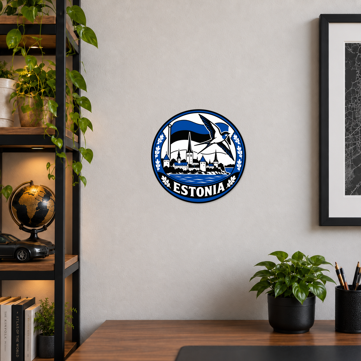 Estonia 3D-printed country seal — wall display at approximately 9.5 inches diameter