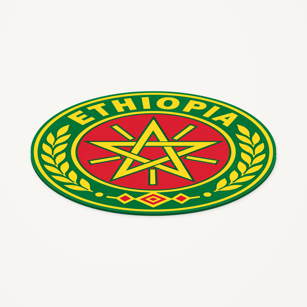 Ethiopia 3D-printed country seal — angled view showing thin profile