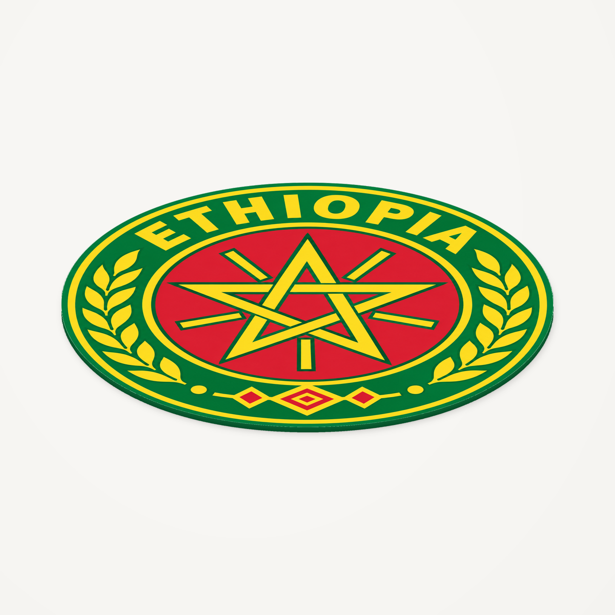 Ethiopia 3D-printed country seal — angled view showing thin profile