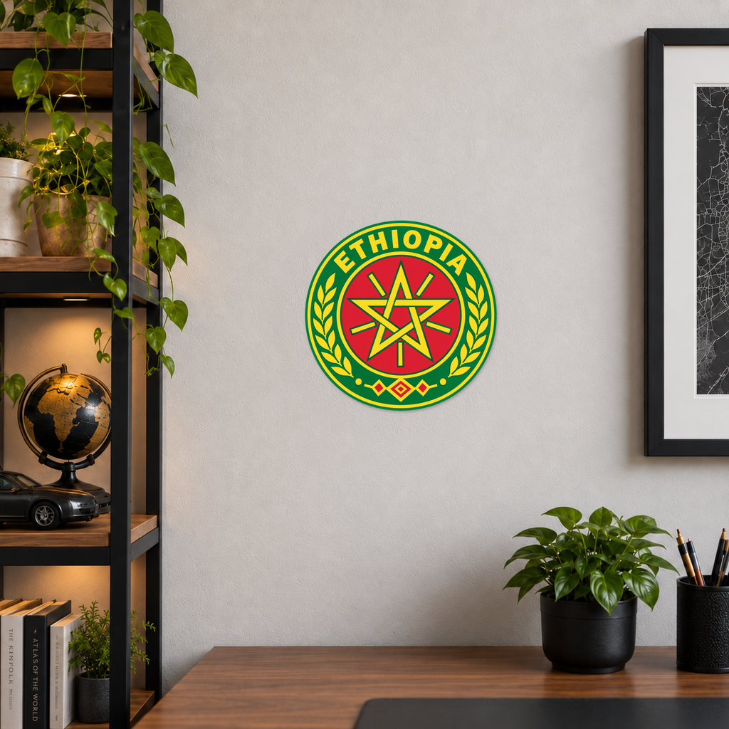 Ethiopia 3D-printed country seal — wall display at approximately 9.5 inches diameter