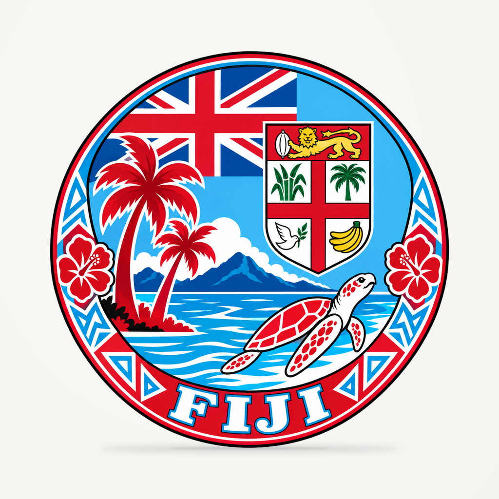 Fiji 3D-printed country seal — front view