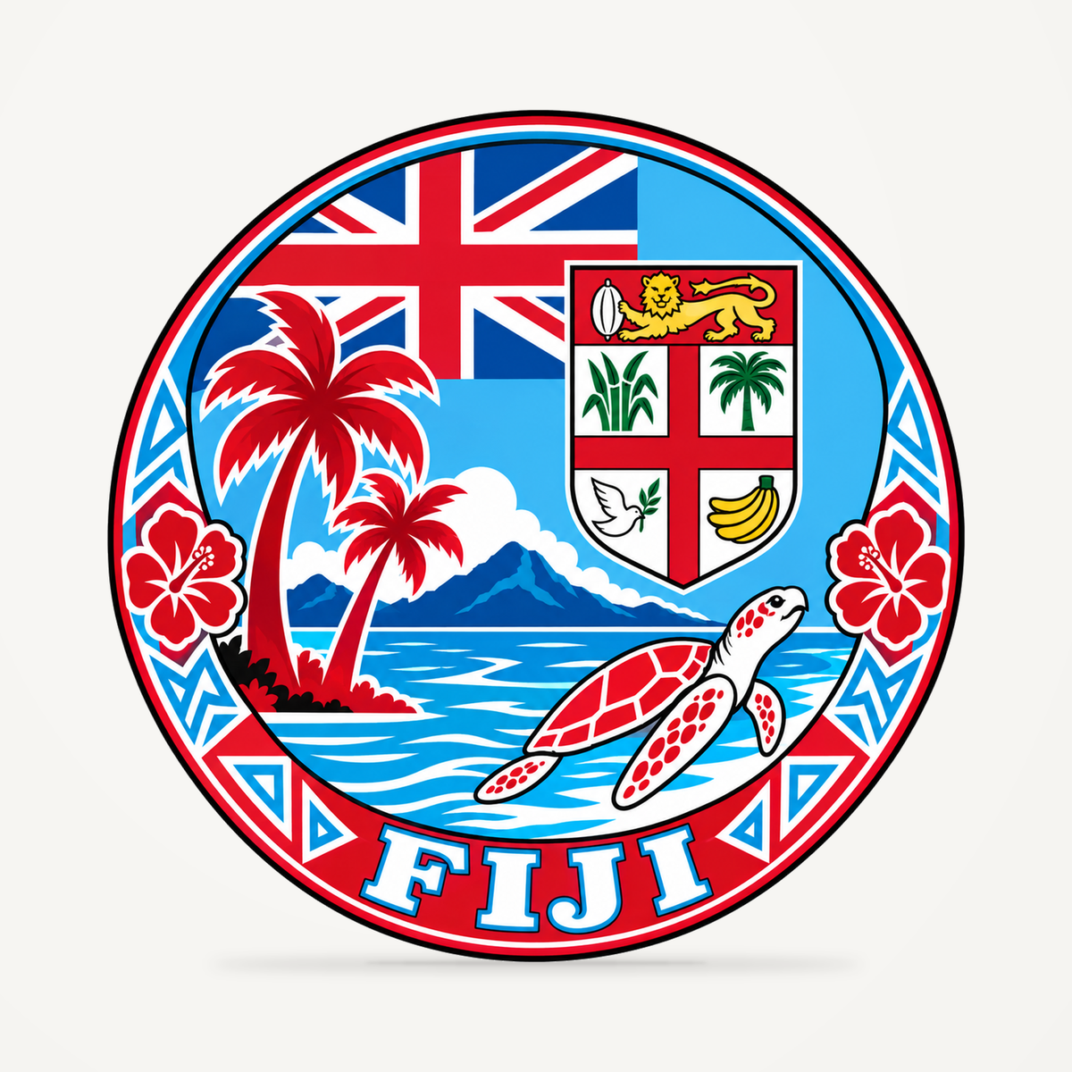 Fiji 3D-printed country seal — front view