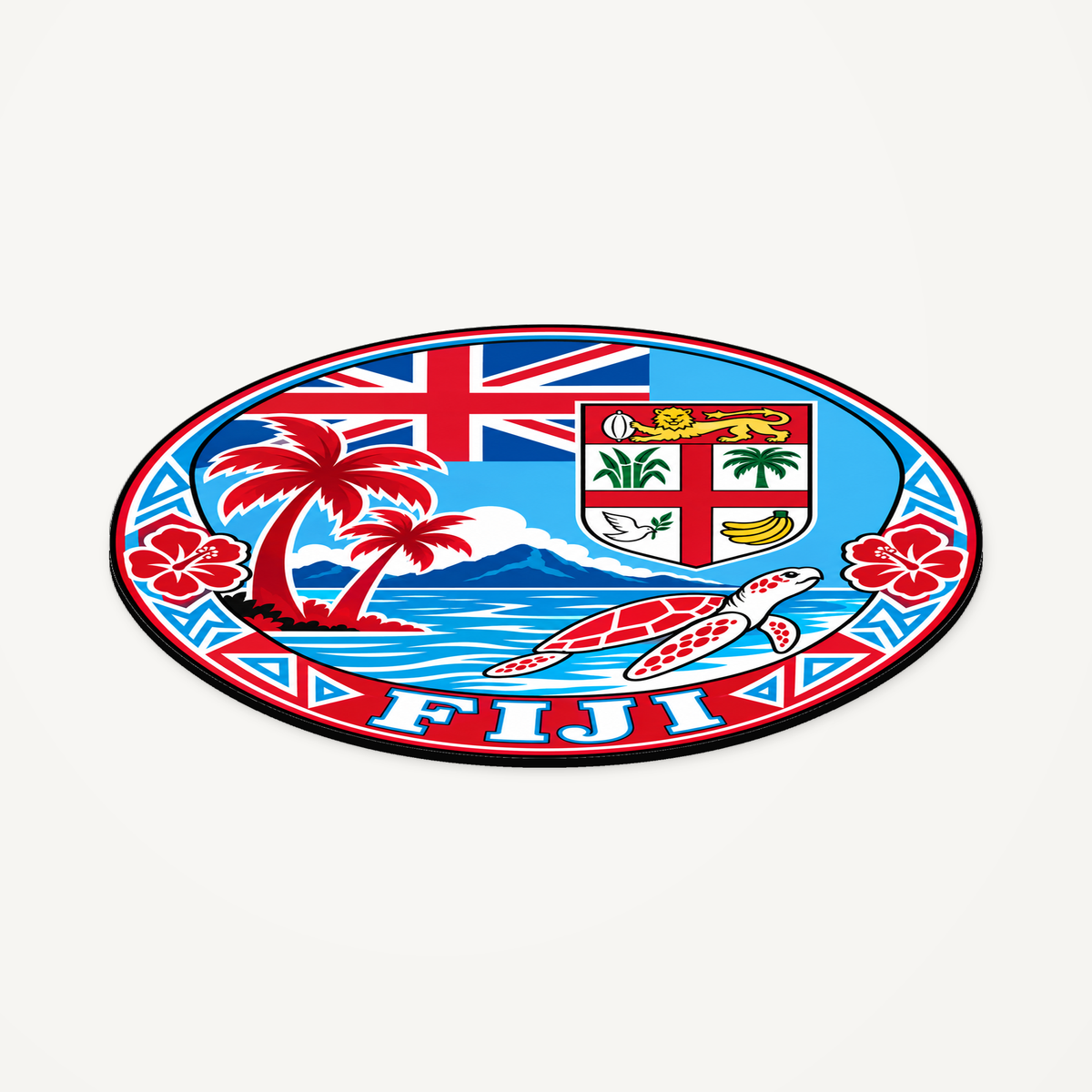 Fiji 3D-printed country seal — angled view showing thin profile