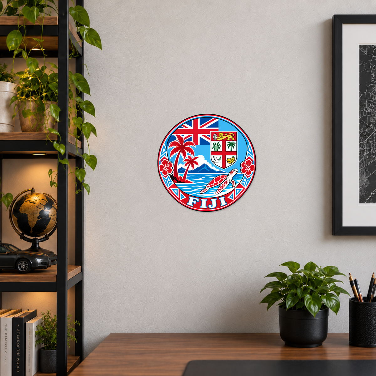Fiji 3D-printed country seal — wall display at approximately 9.5 inches diameter