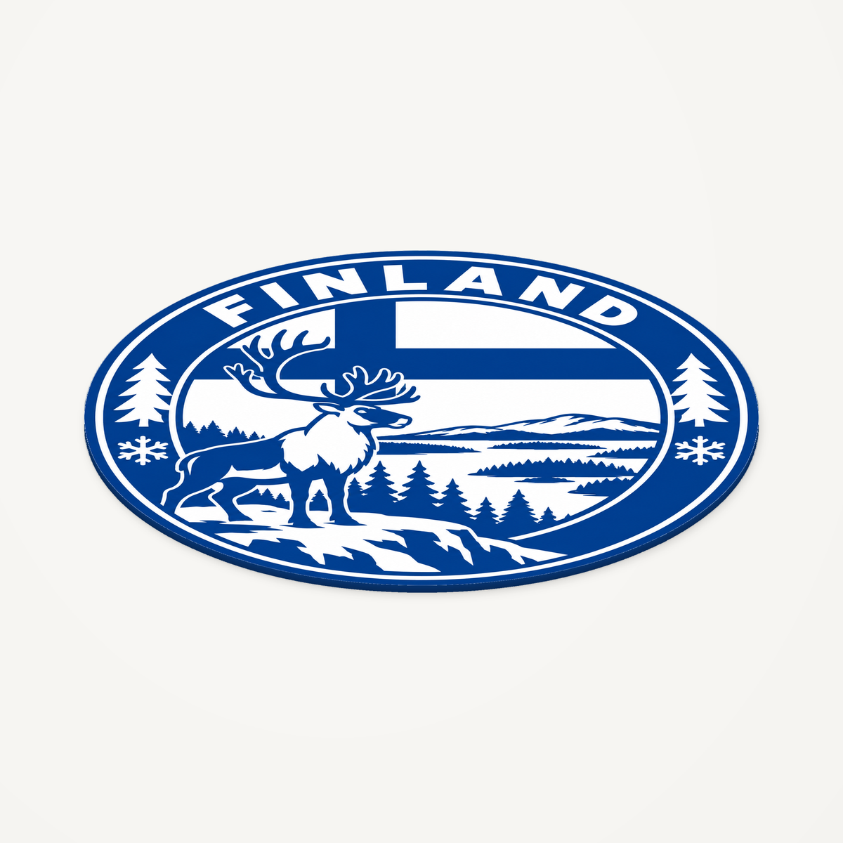 Finland 3D-printed country seal — angled view showing thin profile