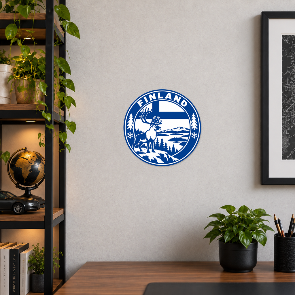 Finland 3D-printed country seal — wall display at approximately 9.5 inches diameter