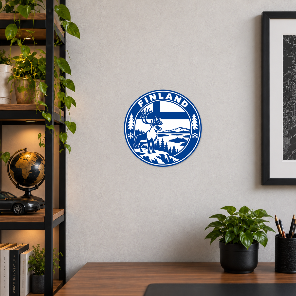 Finland 3D-printed country seal — wall display at approximately 9.5 inches diameter
