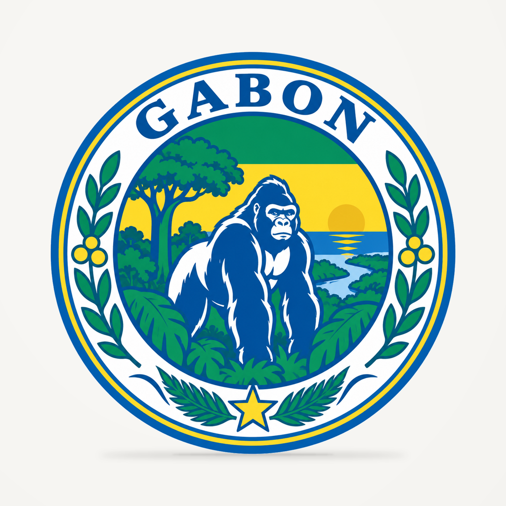 Front view of the Gabon 3D-printed country seal