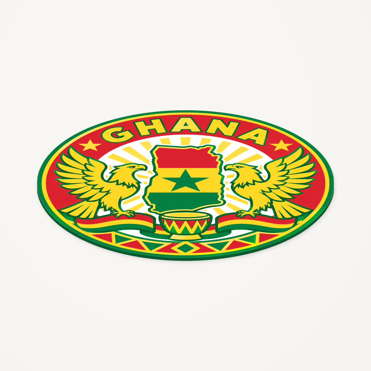 Angled view showing the thin profile of the Ghana 3D-printed country seal
