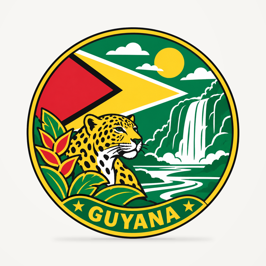 Guyana 3D-printed country seal — front view