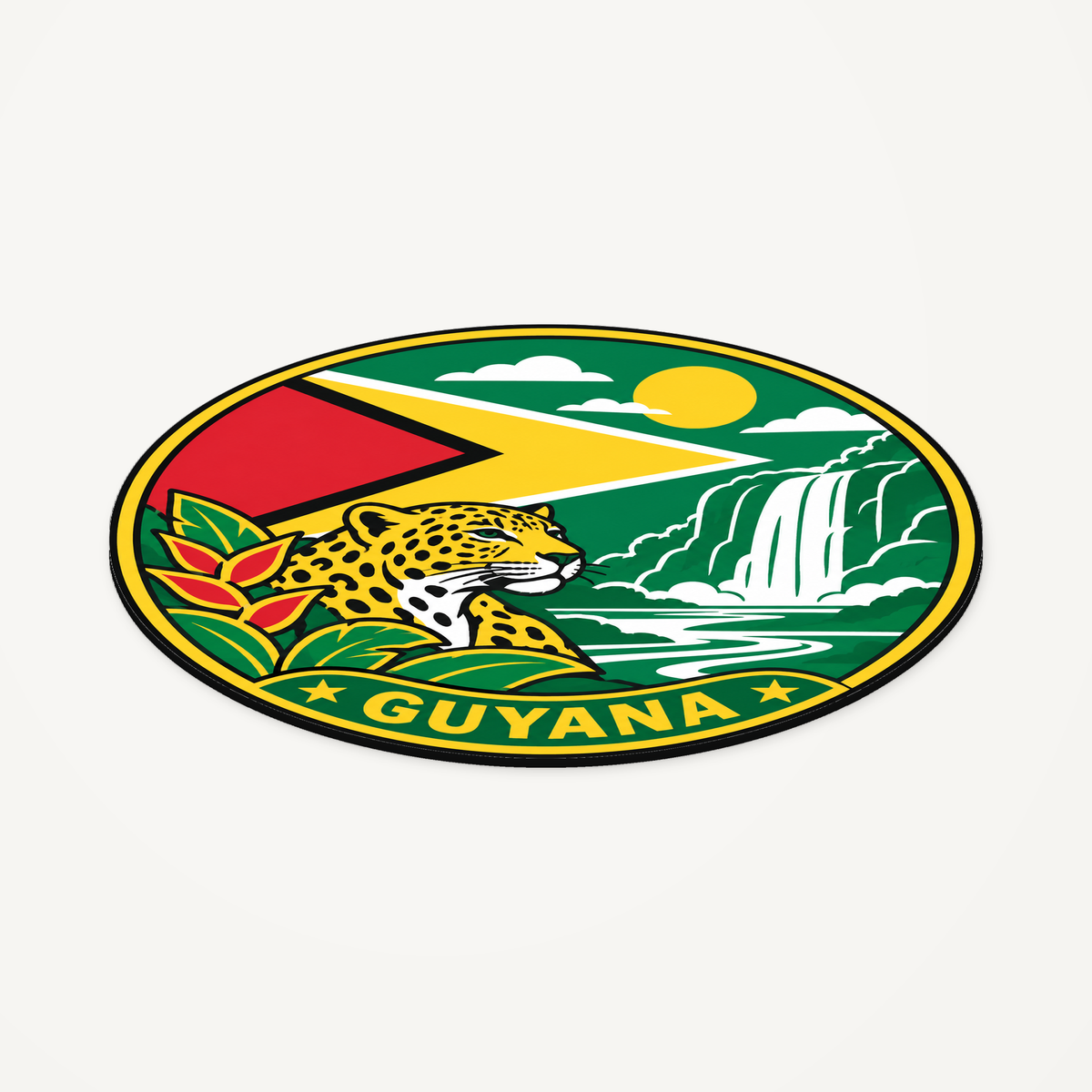 Guyana 3D-printed country seal — angled view showing thin profile