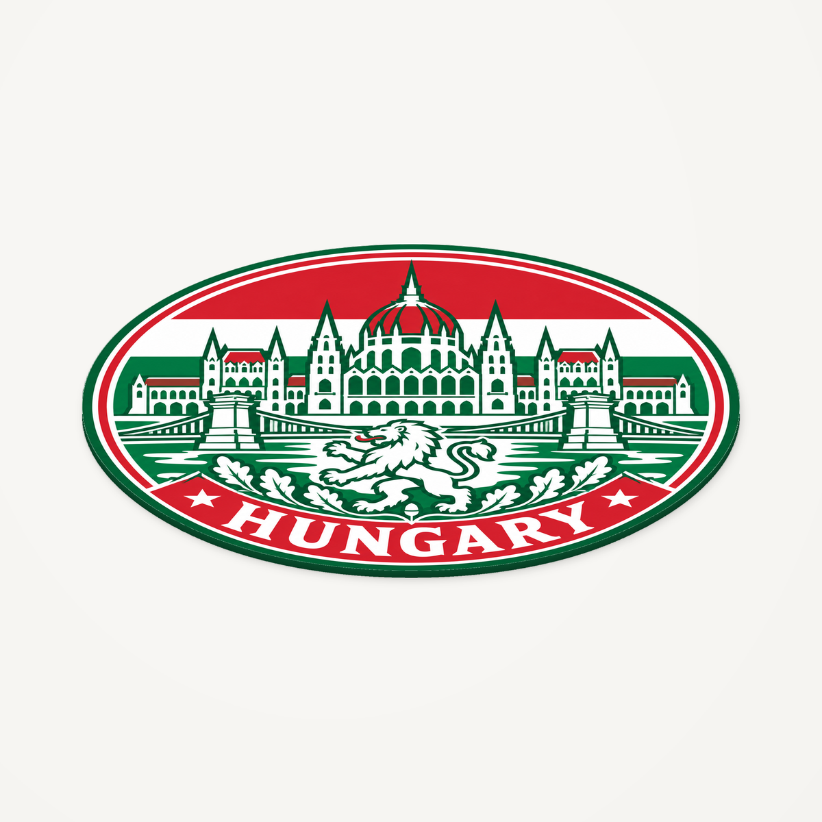 Hungary 3D-printed country seal — angled view showing thin profile