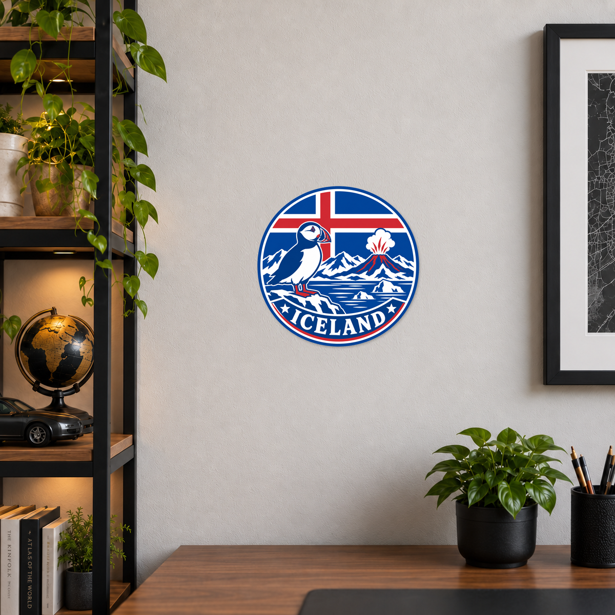 Iceland 3D-printed country seal — wall display at approximately 9.5 inches diameter