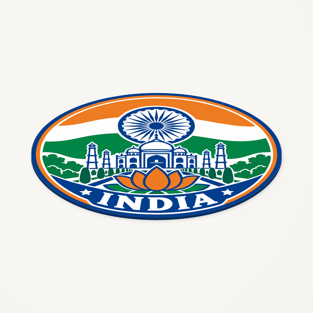 Angled view showing the thin profile of the India 3D-printed country seal