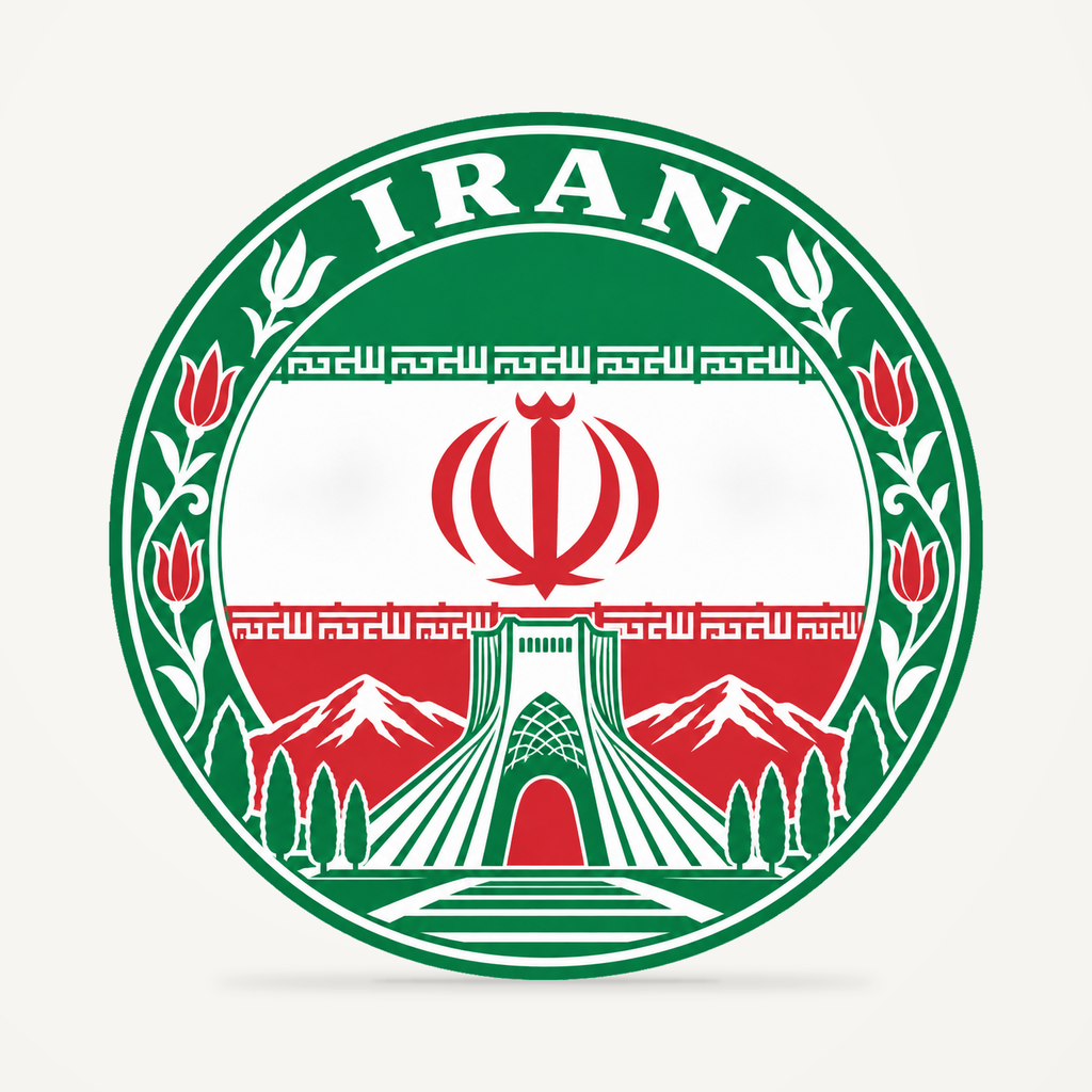 Front view of the Iran 3D-printed country seal