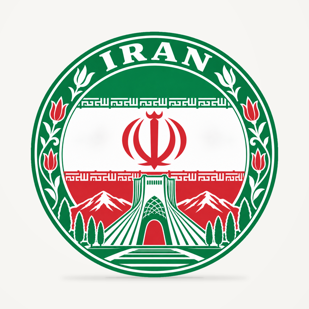 Front view of the Iran 3D-printed country seal