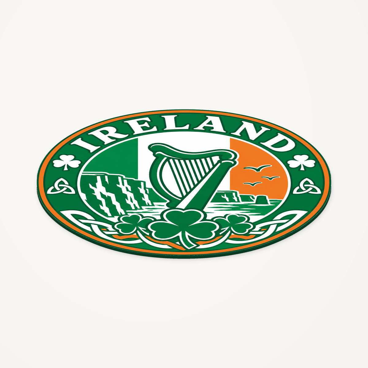 Ireland 3D-printed country seal — angled view showing thin profile
