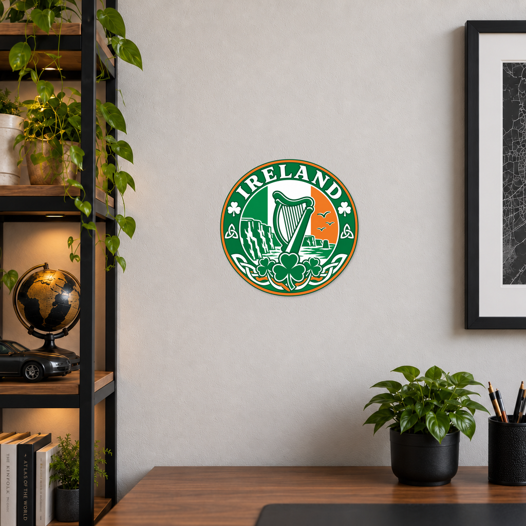 Ireland 3D-printed country seal — wall display at approximately 9.5 inches diameter