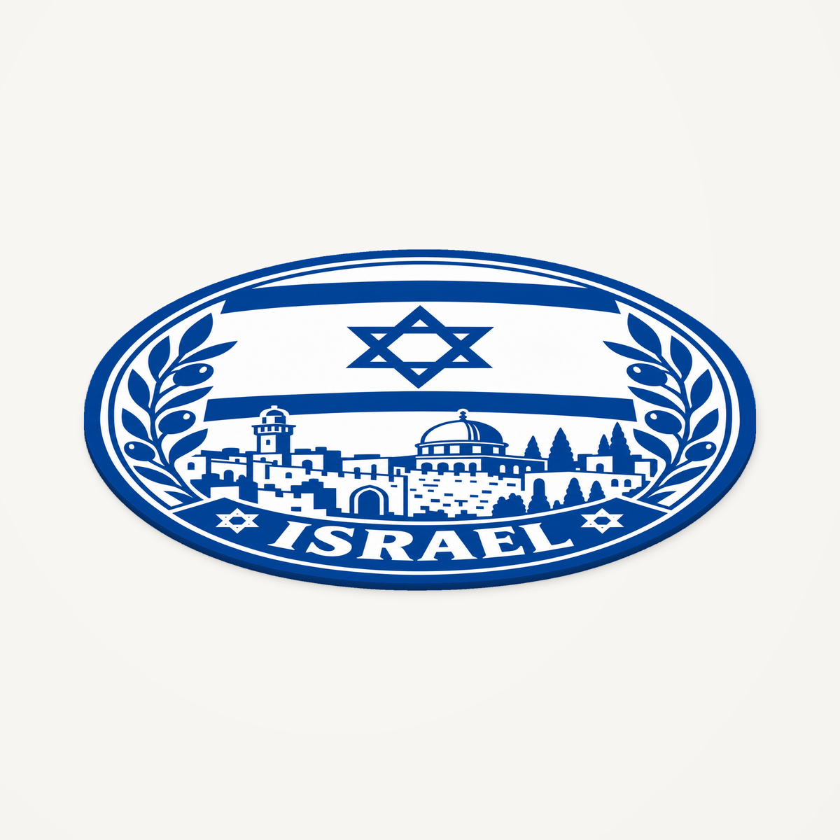 Israel 3D-printed country seal — angled view showing thin profile