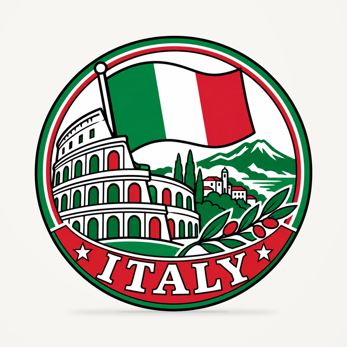 Italy 3D-printed country seal — front view