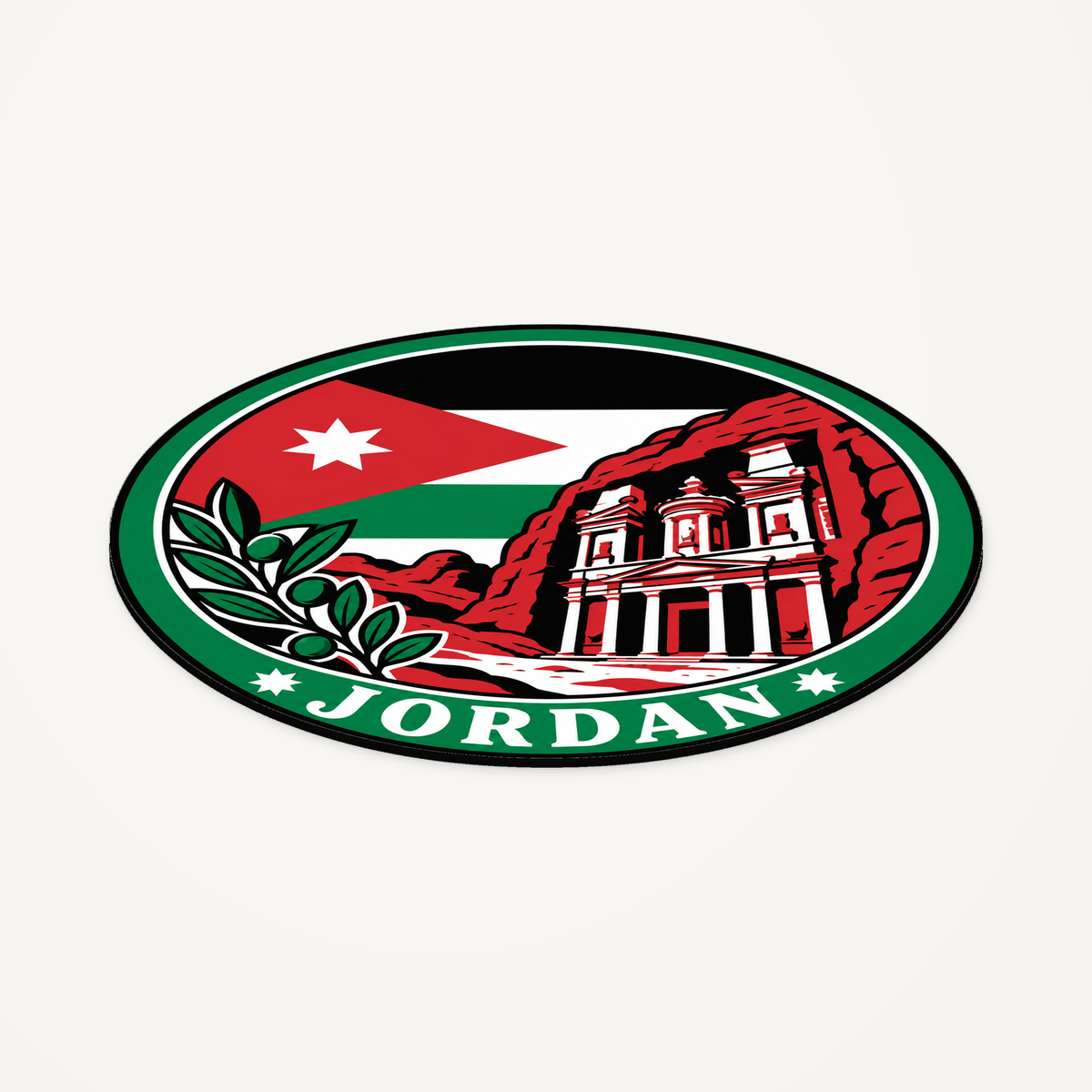 Angled view showing the thin profile of the Jordan 3D-printed country seal