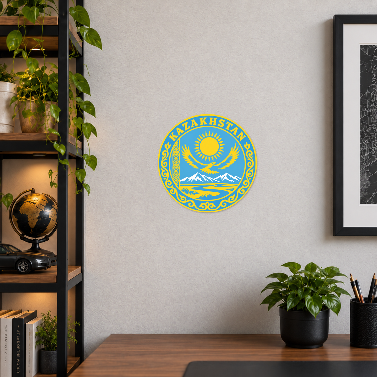Kazakhstan 3D-printed country seal — wall display at approximately 9.5 inches diameter