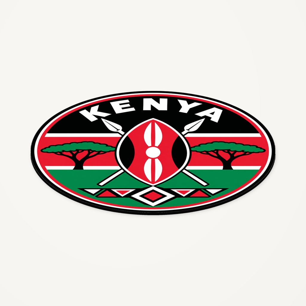 Angled view showing the thin profile of the Kenya 3D-printed country seal