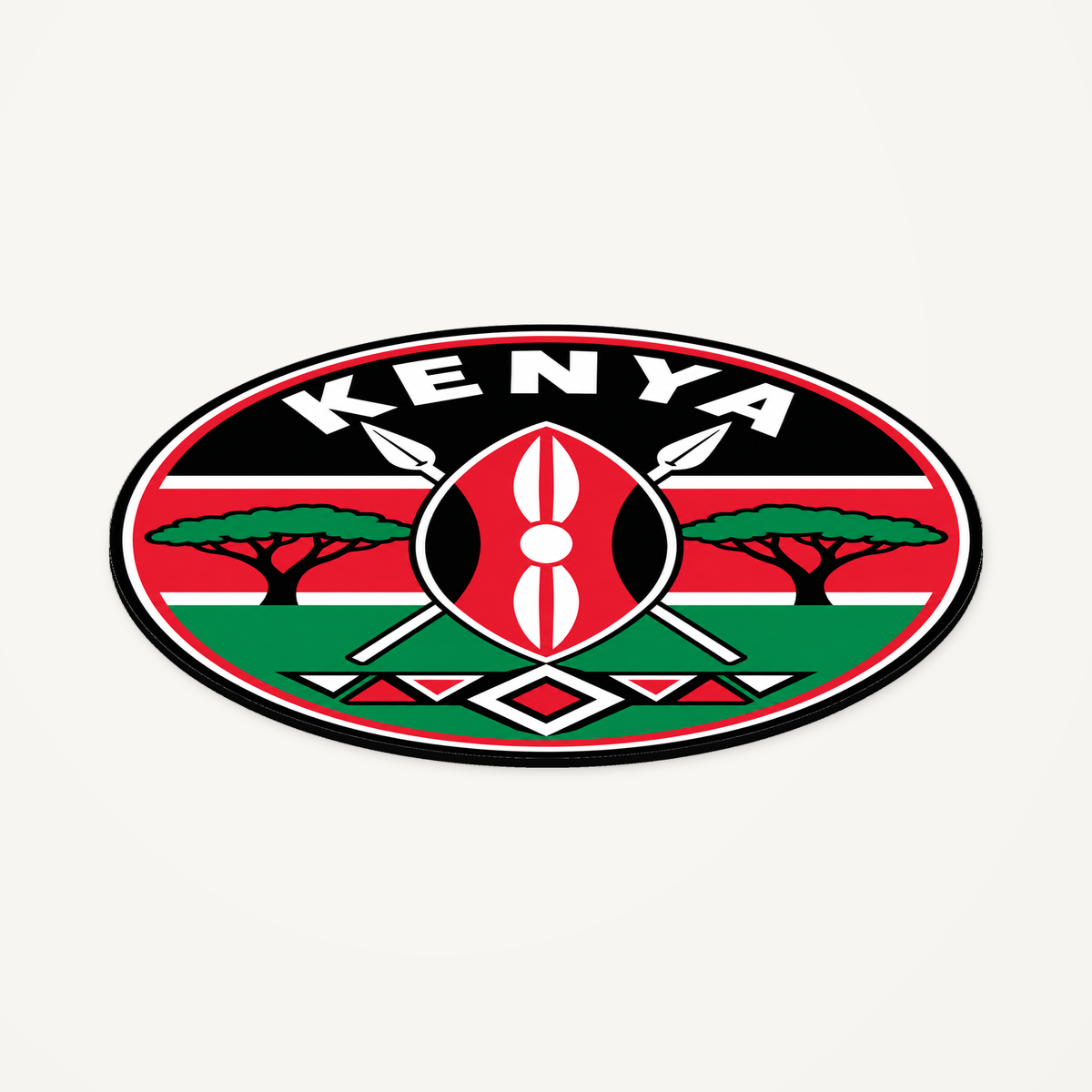 Angled view showing the thin profile of the Kenya 3D-printed country seal