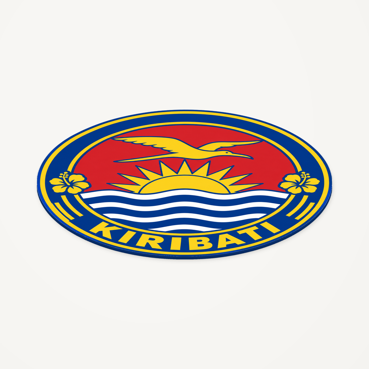 Kiribati 3D-printed country seal — angled view showing thin profile