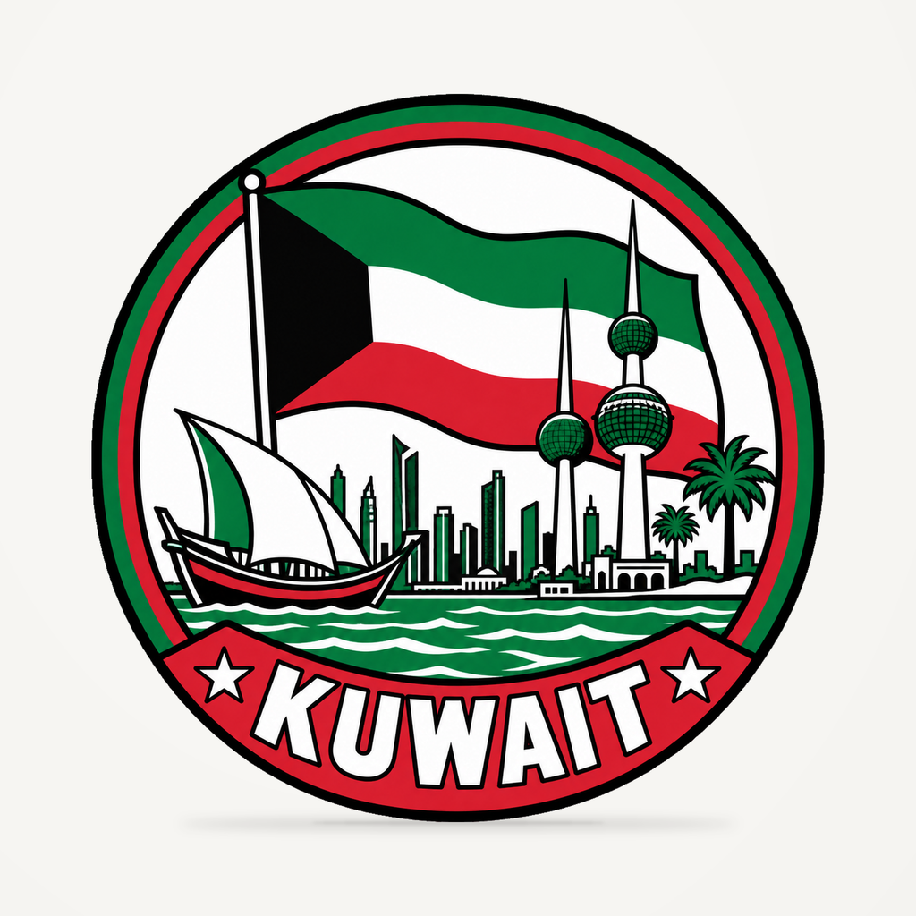 Kuwait 3D-printed country seal — front view
