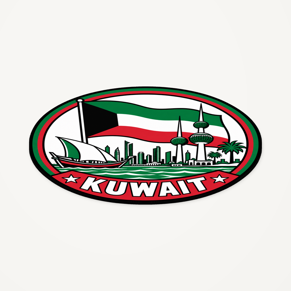 Kuwait 3D-printed country seal — angled view showing thin profile