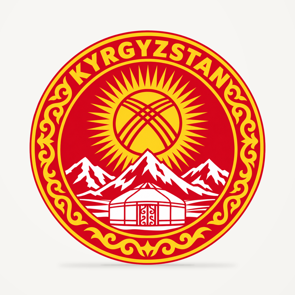 Front view of the Kyrgyzstan 3D-printed country seal