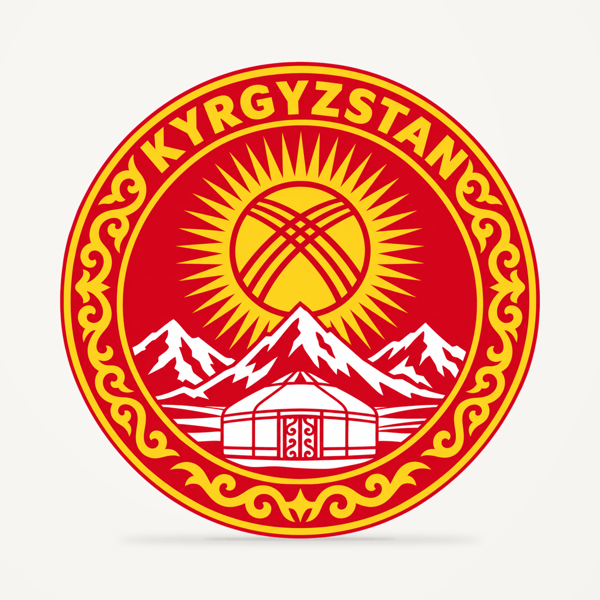 Front view of the Kyrgyzstan 3D-printed country seal