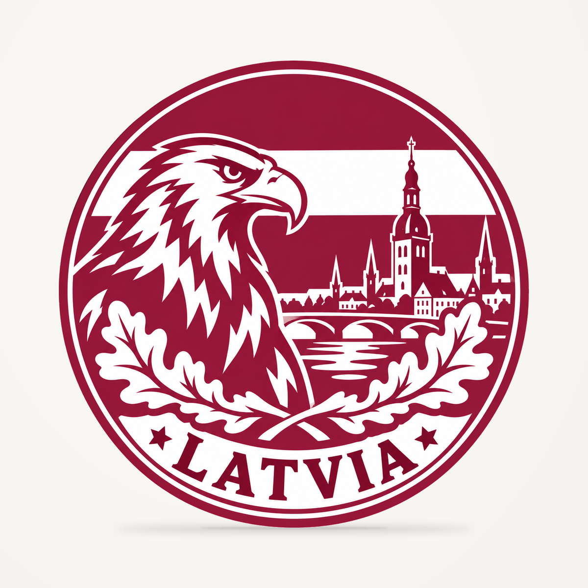 Latvia 3D-printed country seal — front view