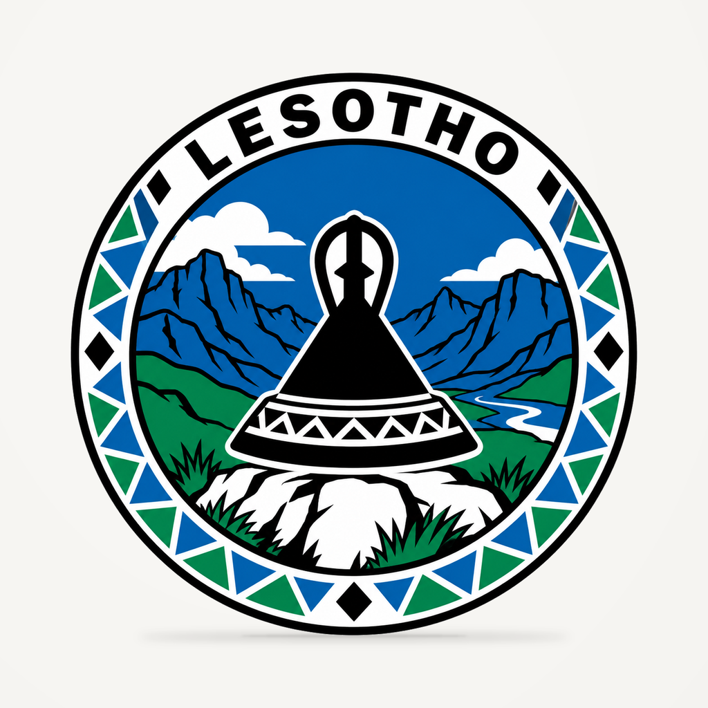 Front view of the Lesotho 3D-printed country seal